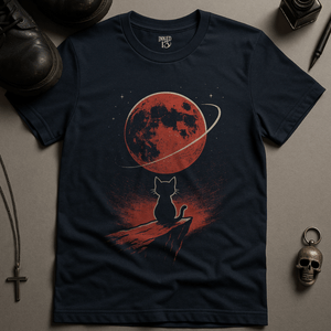 Space Cat T-Shirt - Navy - S - Inked 13 Ltd
