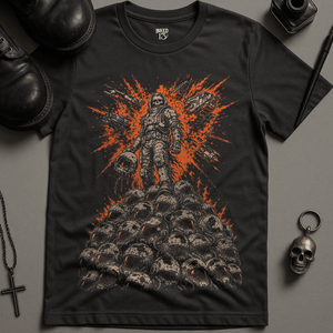 Space Skeletal Destruction T-Shirt - Dark Grey - S - Inked 13 Ltd Unisex alternative tattoo apparel