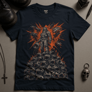 Space Skeletal Destruction T-Shirt - Navy - S - Inked 13 Ltd Unisex alternative tattoo apparel