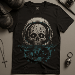 Space Skeletal Reflection T-Shirt - Black - S - Inked 13 Ltd Unisex alternative tattoo apparel