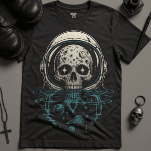 Space Skeletal Reflection T-Shirt - Dark Grey - S - Inked 13 Ltd Unisex alternative tattoo apparel