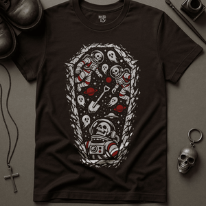 Space Skeletons Grave T-Shirt - Brown - S - Inked 13 Ltd