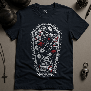 Space Skeletons Grave T-Shirt - Navy - S - Inked 13 Ltd