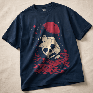 Space Skull Minifigure Heavyweight T-shirt - True Navy - S - Inked 13 Ltd Unisex alternative tattoo apparel