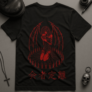 Spider Webbed Devil Girl Red T-Shirt - Black - S - Inked 13 Ltd Unisex alternative tattoo apparel