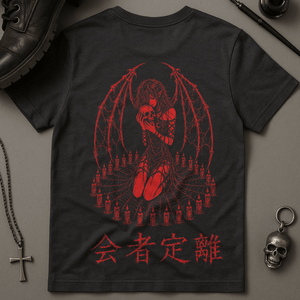 Spider Webbed Devil Girl Red T-Shirt - Dark Grey - S - Inked 13 Ltd Unisex alternative tattoo apparel
