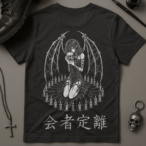 Spider Webbed Devil Girl T-Shirt - Dark Grey - S - Inked 13 Ltd Unisex alternative tattoo apparel