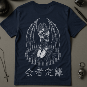Spider Webbed Devil Girl T-Shirt - Navy - S - Inked 13 Ltd Unisex alternative tattoo apparel