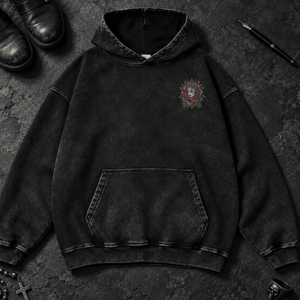 Spider Woman Washed Hoodie - Black Beauty - S - Inked 13 Ltd Unisex alternative tattoo apparel