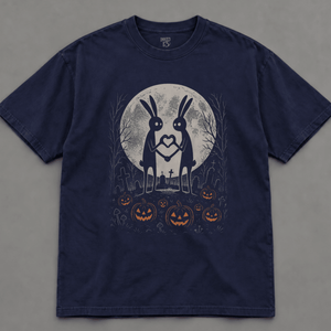 Spooky Bunnies Halloween T-shirt - True Navy - S - Inked 13 Ltd Unisex alternative tattoo apparel