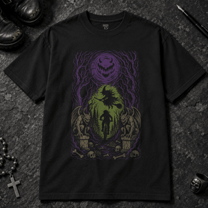 Spooky Forest Cycle T-shirt - Black - S - Inked 13 - Unisex alternative tattoo apparel.