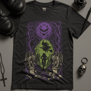 Spooky Forest Cycle T-Shirt - Dark Grey - S - Inked 13 Ltd Unisex alternative tattoo apparel