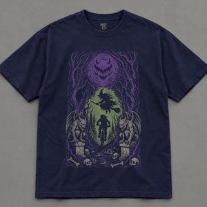 Spooky Forest Cycle T-shirt - True Navy - S - Inked 13 Ltd Unisex alternative tattoo apparel