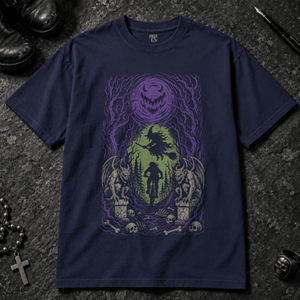 Spooky Forest Cycle T-shirt - True Navy - S - Inked 13 - Unisex alternative tattoo apparel.