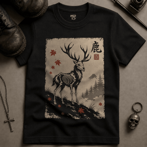Stag Sumi Ink T-shirt - Black - S - Inked 13 Ltd Unisex alternative tattoo apparel