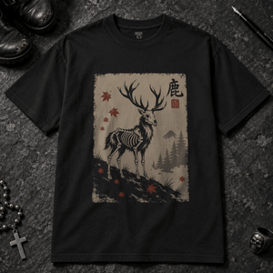 Stag Sumi Ink T-shirt - Black - S - Inked 13 - Unisex alternative tattoo apparel.