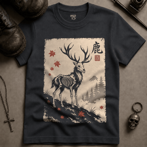 Stag Sumi Ink T-shirt - Graphite - S - Inked 13 Ltd Unisex alternative tattoo apparel