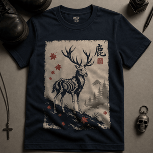 Stag Sumi Ink T-shirt - True Navy - S - Inked 13 Ltd Unisex alternative tattoo apparel