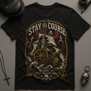 Stay The Course T-Shirt - Black - S - Inked 13 Ltd Unisex alternative tattoo apparel