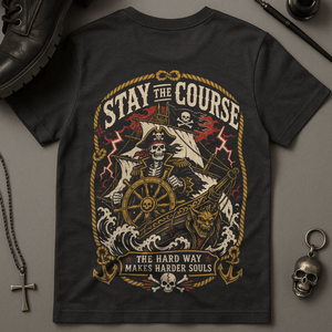 Stay The Course T-Shirt - Dark Grey - S - Inked 13 Ltd Unisex alternative tattoo apparel
