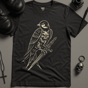 Swallow Demon T-Shirt - Dark Grey - S - Inked 13 Ltd Unisex alternative tattoo apparel
