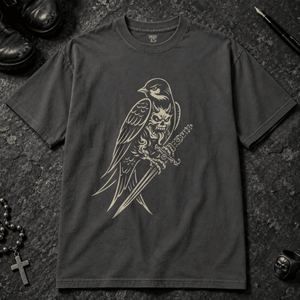 Swallow Demon T-shirt - Graphite - S - Inked 13 - Unisex alternative tattoo apparel.
