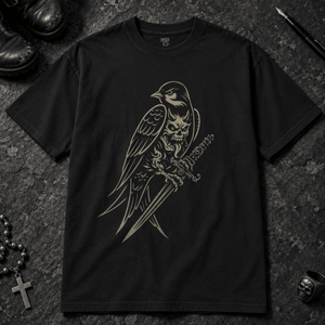 Swallow Demon T-shirt - Graphite - S - Inked 13 - Unisex alternative tattoo apparel.
