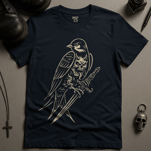 Swallow Demon T-Shirt - Navy - S - Inked 13 Ltd Unisex alternative tattoo apparel