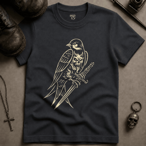 Swallow Demon T-shirt (New Style) - Graphite - S - Inked 13 Ltd Unisex alternative tattoo apparel