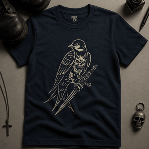 Swallow Demon T-shirt (New Style) - True Navy - S - Inked 13 Ltd Unisex alternative tattoo apparel