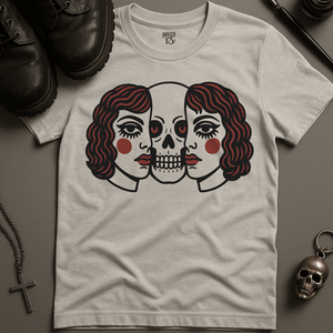 Printify T-Shirt Ash / S Americana Split Face T-Shirt
