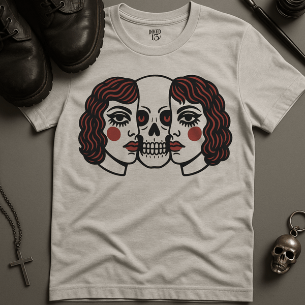 Printify T-Shirt Ash / S Americana Split Face T-Shirt