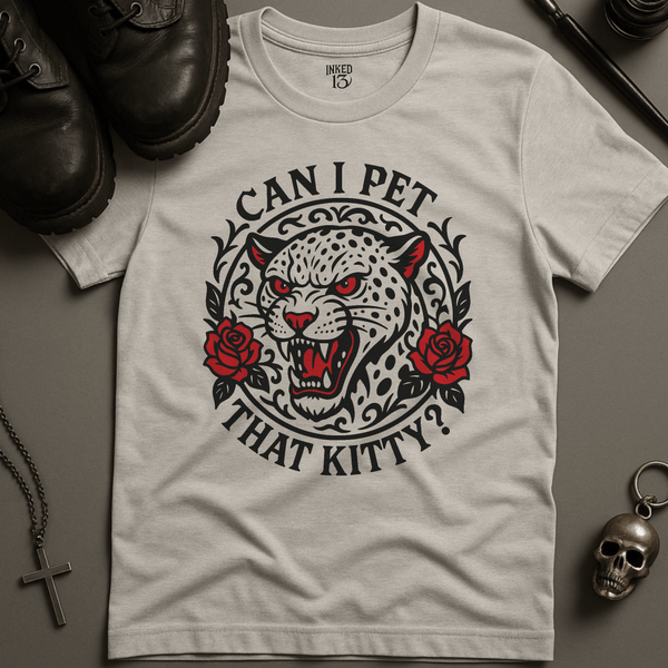 Printify T-Shirt Ash / S Can I Pet That Kitty T-Shirt