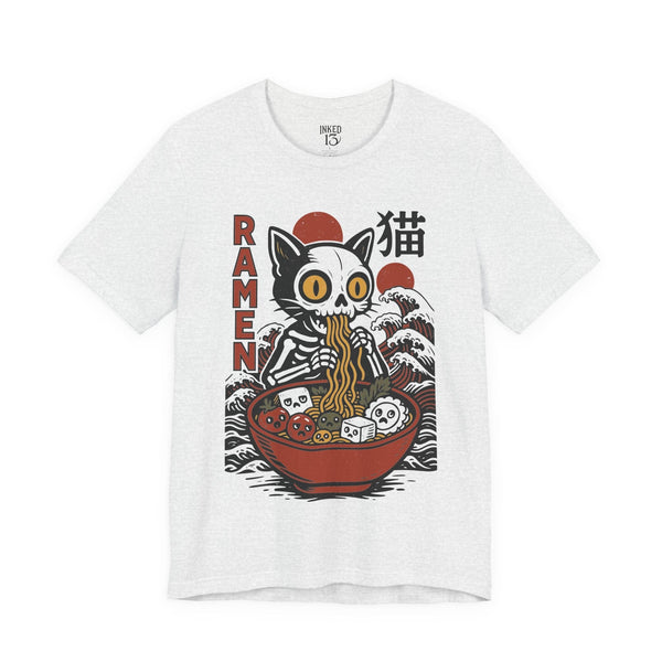 Printify T-Shirt Ash / S Cat Ramen T-Shirt