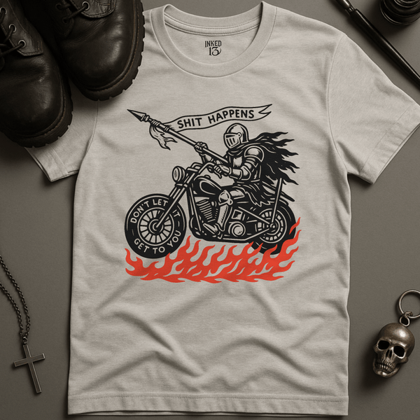 Printify T-Shirt Ash / S Shit Happens Bike T-Shirt