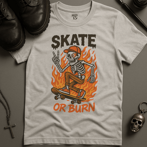 Printify T-Shirt Ash / S Skate Or Burn T-Shirt