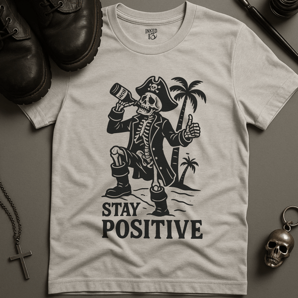 Printify T-Shirt Ash / S Stay Positive Pirate T-Shirt