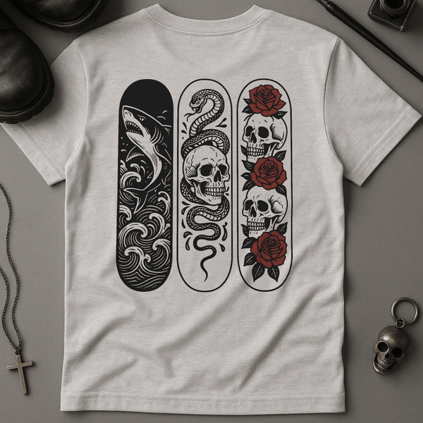 Printify T-Shirt Ash / S Tattoo Skateboard T-Shirt