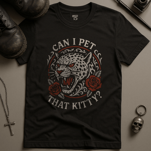 Printify T-Shirt Black / S Can I Pet That Kitty T-Shirt