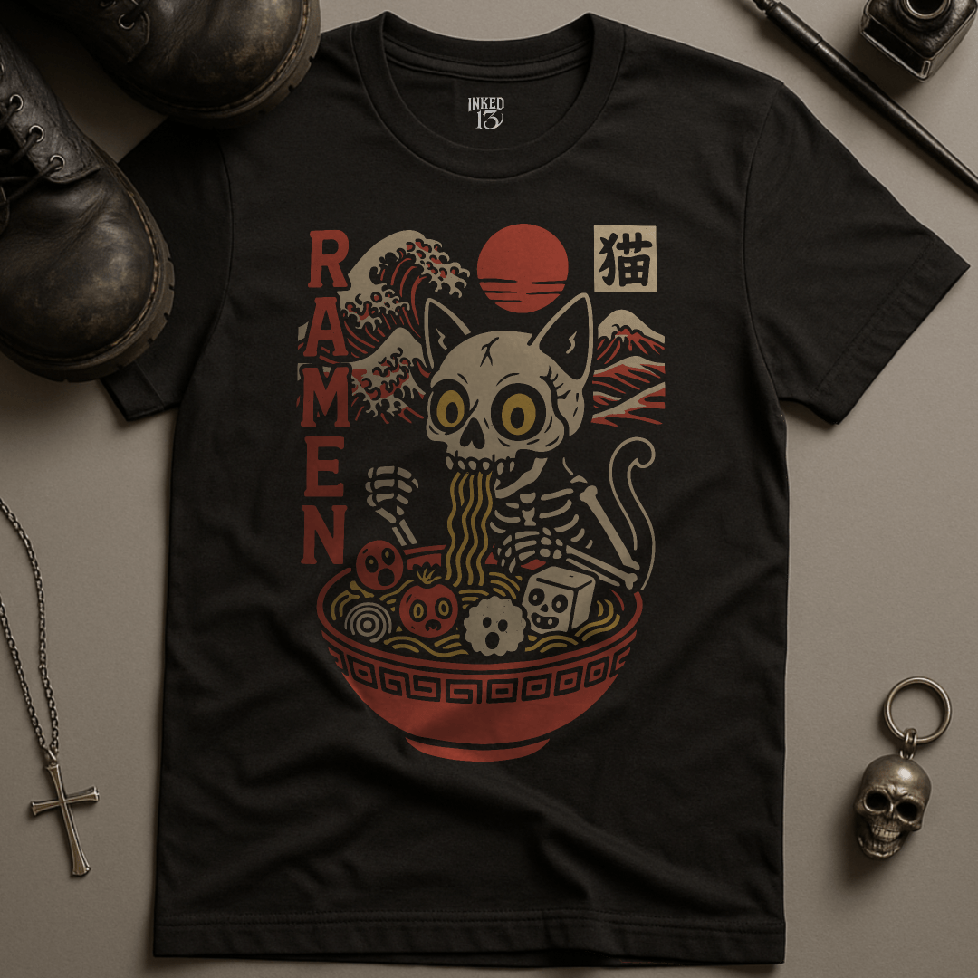 T-Shirt Black / S Cat Ramen T-Shirt