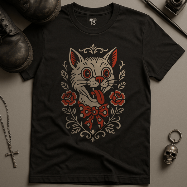 Printify T-Shirt Black / S Cat Tattoo T-Shirt