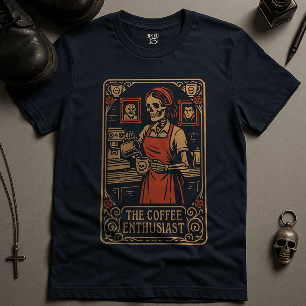 Printify T-Shirt Black / S Coffee Enthusiast Tarot T-Shirt