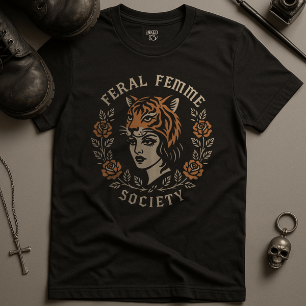 Printify T-Shirt Black / S Feral Femme T-Shirt