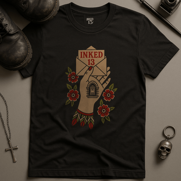 Printify T-Shirt Black / S Inked 13 Mail Hand T-Shirt