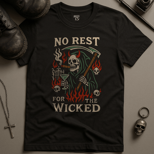 Printify T-Shirt Black / S No Rest For The Wicked T-Shirt