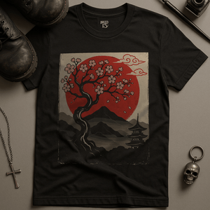 T-Shirt Black / S Serene Japanese Sunset T-Shirt
