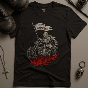 Printify T-Shirt Black / S Shit Happens Bike T-Shirt