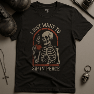Printify T-Shirt Black / S Sip In Peace T-Shirt