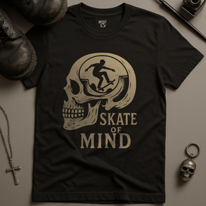 Printify T-Shirt Black / S Skate Of Mind Skull T-Shirt