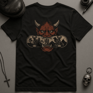 T-Shirt Black / S Skateboard Oni Mask T-Shirt